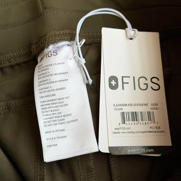 Figs High Waisted Alexandria Wide Leg Scrub Pants in Spruce, Size XXS - Picture 11 of 11